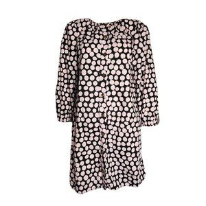 Who What Wear Shirt Dress Womens Size S Small Pink Black Polka Dot Button Down